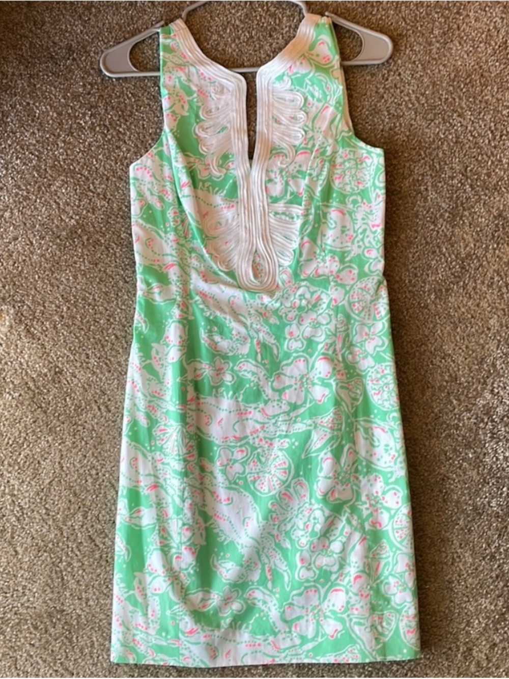 Sleeveless Floral Shift Dress in Mint & Pink Beach Bash Print